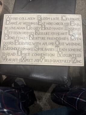 House Parts Inc ABC's of Ageing 17”x11” White Marble Wall Plaque W/ Wall Screws